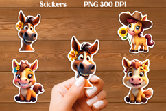 Cute horse stickers PNG | Cute farm animal sticker printable Product Image 1
