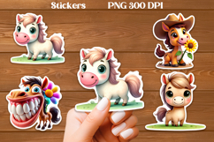Cute horse stickers PNG | Cute farm animal sticker printable Product Image 1