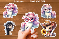 Cute horse stickers PNG | Cute farm animal sticker printable Product Image 1