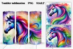 Rainbow horse tumbler | Animal tumbler | Tumbler wrap Product Image 1
