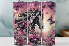 Horse with Butterflies Tumbler Wrap Sublimation Design Product Image 1