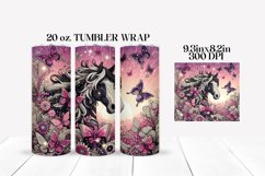 Horse with Butterflies Tumbler Wrap Sublimation Design Product Image 2