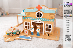 Wooden Hospital Playset Laser Cut | Dollhouse | Kids Laser Product Image 1