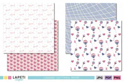 Pink digital paper with repeating dark pink heart pattern