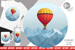 Mountain Hot Air Balloon Clipart Product Image 1