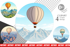 Mountain Hot Air Balloon Clipart Product Image 1