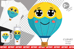 Smiling Hot Air Balloon Clipart Product Image 1