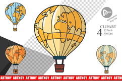 Map Hot Air Balloon Clipart Product Image 1