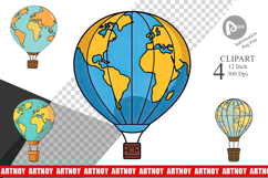 Map Hot Air Balloon Clipart Product Image 1