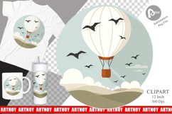 Bird Hot Air Balloon Clipart Product Image 1