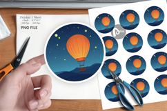 Starry Hot Air Balloon Sticker Product Image 1