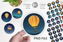 Starry Hot Air Balloon Sticker Product Image 1