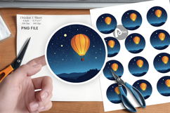 Starry Hot Air Balloon Sticker Product Image 1