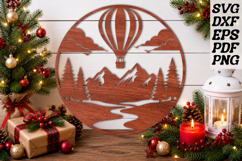Hot Air Balloon Wooden Round Sign SVG Product Image 1