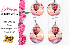 Summer earrings. Hot air balloons Sublimation. Product Image 1