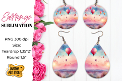 Summer earrings. Hot air balloons Sublimation. Product Image 1