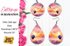 Summer earrings. Hot air balloons Sublimation. Product Image 1