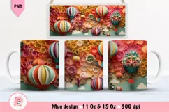 Hot Balloons 3D Mug Wrap Sublimation Designs, 3d Mug, Hot Balloons Png