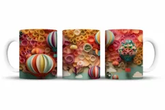 Hot Balloons 3D Mug Wrap Sublimation Designs, 3d Mug, Hot Balloons Png