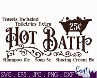 Vintage Farmhouse Home Sign | Hot Bath Wall Art Svg Design Product Image 2