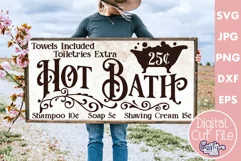 Vintage Farmhouse Home Sign | Hot Bath Wall Art Svg Design Product Image 1