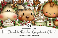 Hot Chocolate Reindeer Gingerbread Clipart Product Image 1