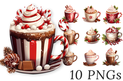 Christmas Hot Cocoa Clipart | Festive Mug PNG Bundle Product Image 1