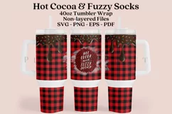 hot cocoa and fuzzy socks 40oz quencher tumbler sublimation full wrap high resolution transparant background