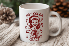 Hot Cocoa and Holiday Chaos SVG PNG | Funny Retro Christmas Product Image 3