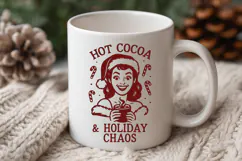 Hot Cocoa and Holiday Chaos SVG PNG | Funny Retro Christmas Product Image 3