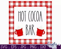 Hot Cocoa Bar Buffalo Plaid Christmas Farmhouse Sign Svg Product Image 2