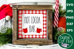 Hot Cocoa Bar Buffalo Plaid Christmas Farmhouse Sign Svg Product Image 1