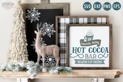 Hot Cocoa Bar farmhouse style design shown on a white square sign
