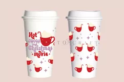 Hot Cocoa Christmas Movie starbucks 16oz hot cup tumbler wrap svg presized template for tumbler grande suitable for cricut and silhouette