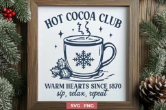 Hot Cocoa Club SVG | Cozy Winter Drink Sign | Christmas Mug Product Image 1