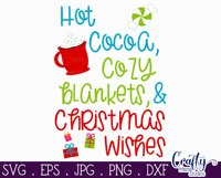 Hot Cocoa Cozy Blankets Christmas Wishes Farmhouse Sign Svg Product Image 2