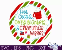 Colorful Christmas Svg Round Sign, Hot Cocoa Cozy Blankets Product Image 2