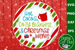 Colorful Christmas Svg Round Sign, Hot Cocoa Cozy Blankets Product Image 1