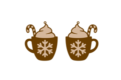 Hot Cocoa Cup Christmas Earrings Lasercut SVG Product Image 2