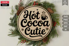 Hot Cocoa Cutie SVG | Christmas Round Sign SVG | Xmas SVG Product Image 3