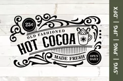 Hot Cocoa svg sign - Vintage Christmas Sign - old style Product Image 1