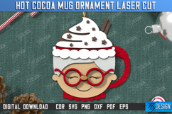 Hot Cocoa Mug Ornament Laser Cut | Cup Pendant | Christmas Product Image 1