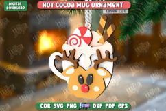 Cocoa Mug Ornament Laser Cut | Cup Pendant |Hanging Tree Toy Product Image 1