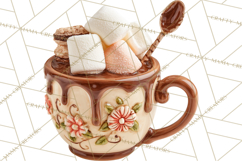 Hot Cocoa Clipart PNG, Christmas Drinks, Cozy Mugs Product Image 3