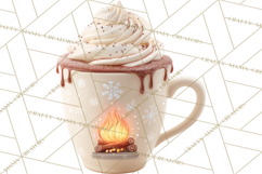 Hot Cocoa Clipart PNG, Christmas Drinks, Cozy Mugs Product Image 2