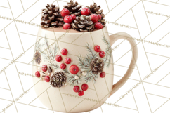 Hot Cocoa Clipart PNG, Christmas Drinks, Cozy Mugs Product Image 5