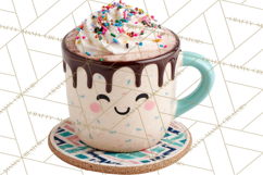 Hot Cocoa Clipart PNG, Christmas Drinks, Cozy Mugs Product Image 5