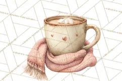 Hot Cocoa Clipart PNG, Christmas Drinks, Cozy Mugs Product Image 2