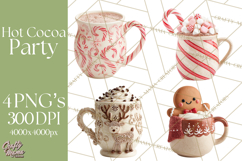 Hot Cocoa Clipart PNG, Christmas Drinks, Cozy Mugs Product Image 1