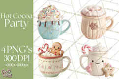 Hot Cocoa Clipart PNG, Christmas Drinks, Cozy Mugs Product Image 1